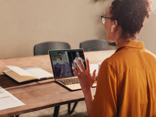 Woman in video conference