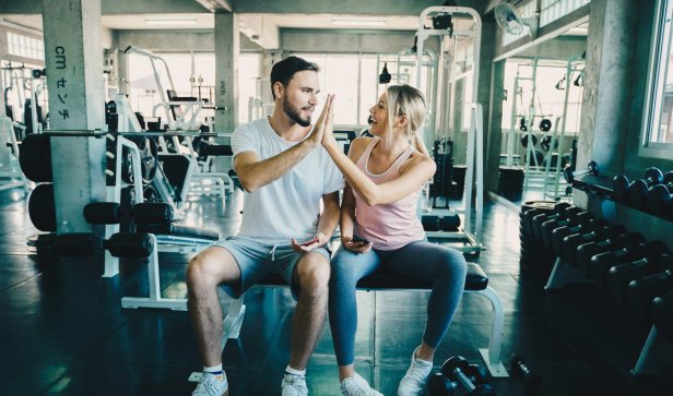 man and woman doing sports