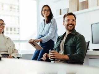 meeting with three people